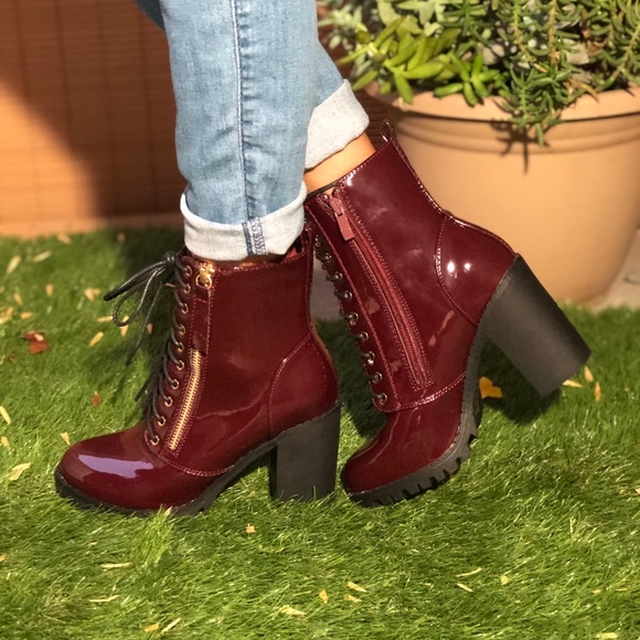 Lug sole patent military ankle boots - Picture 4 of 8